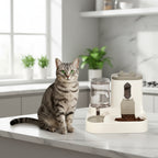 Dispensador 2 em 1: Comida & Água Sempre Frescas!