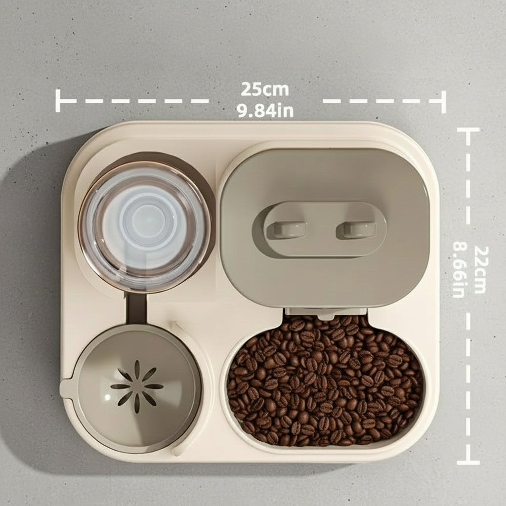 Dispensador 2 em 1: Comida & Água Sempre Frescas!